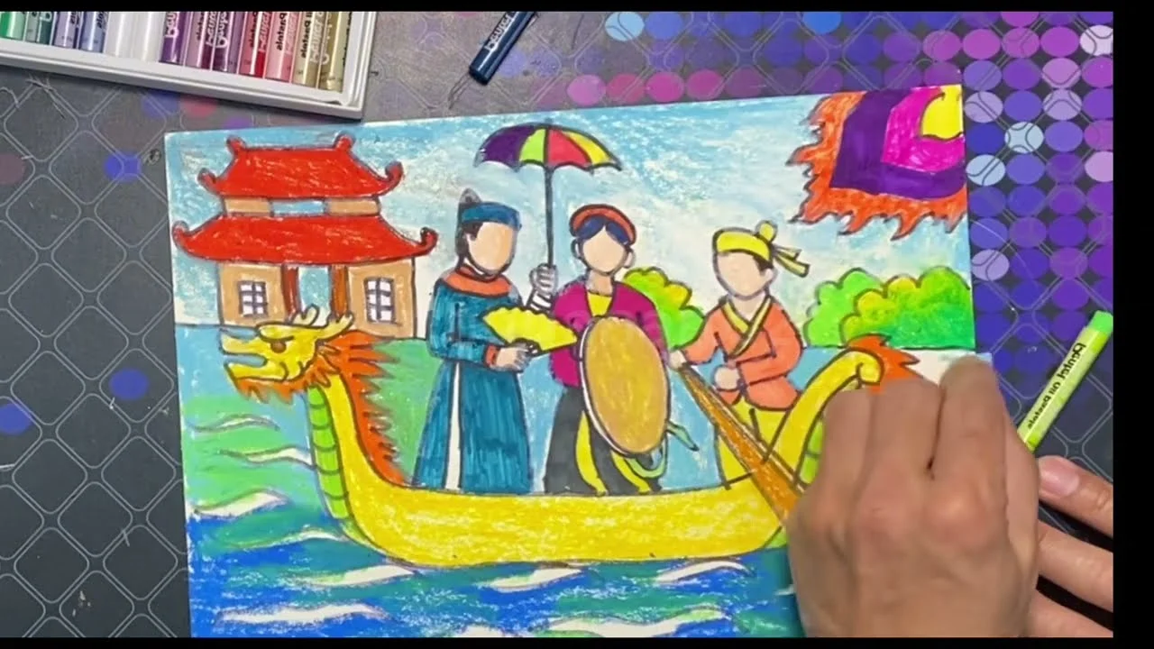 Cách vẽ tranh đề tài lễ hội quê hương Mỹ thuật 6 - YouTube