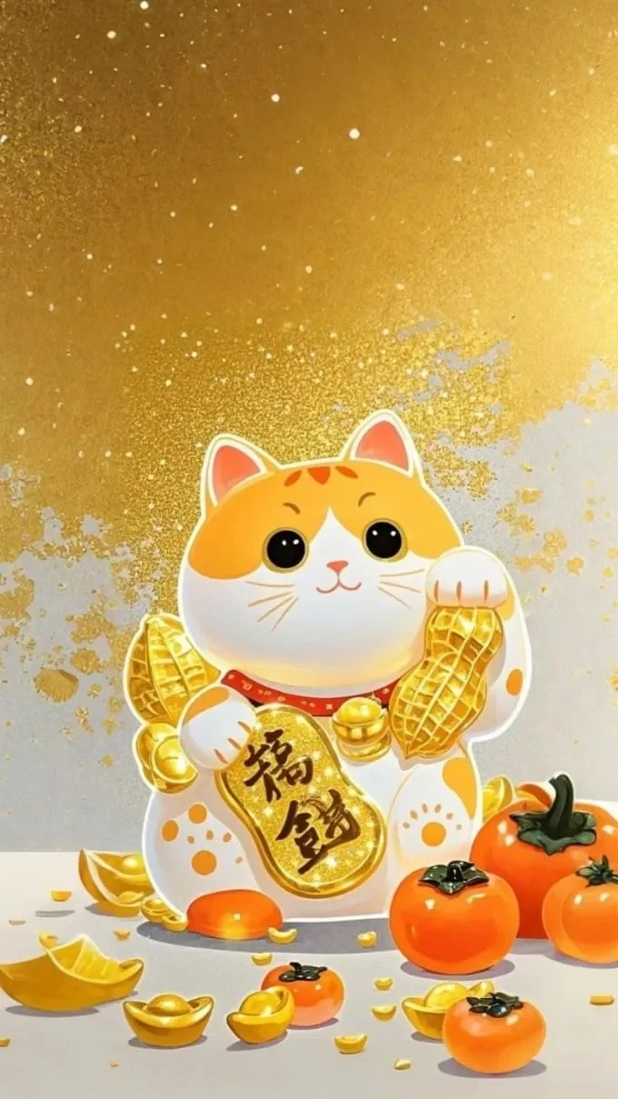 Hình nền mèo thần tài may mắn, tài lộc (6)