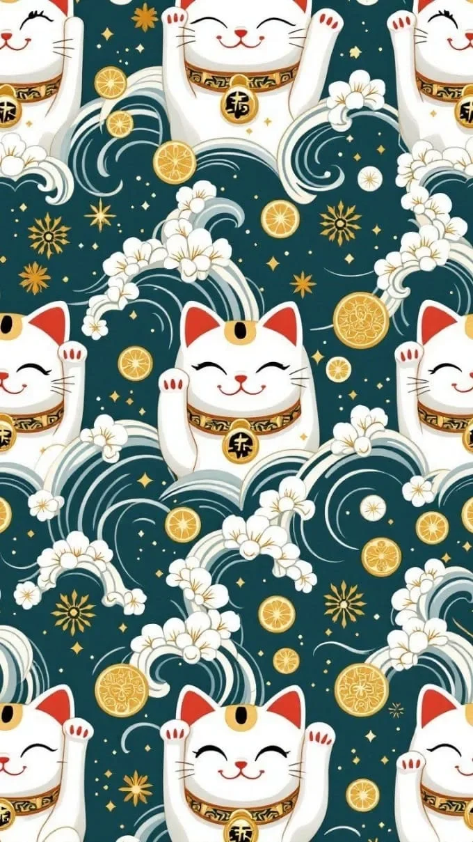 Hình nền mèo thần tài may mắn, tài lộc (8)
