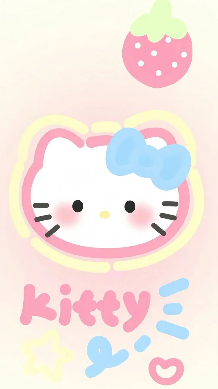 Hình nền Hello Kitty hồng pastel dễ thương
