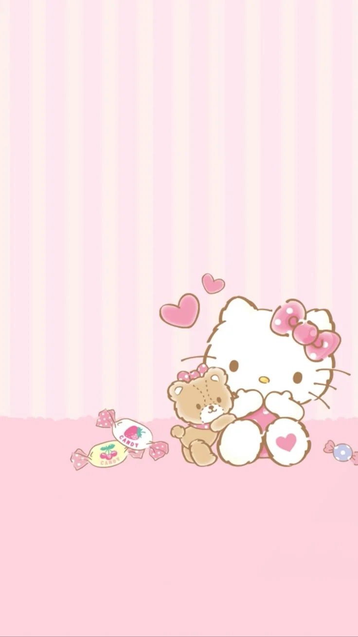 Hình nền Hello Kitty hồng pastel dễ thương (2)