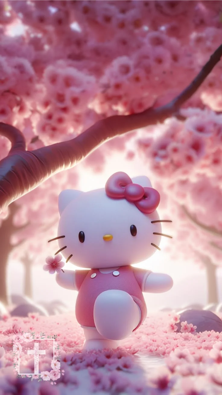 Hình nền Hello Kitty hồng đậm cá tính (7)