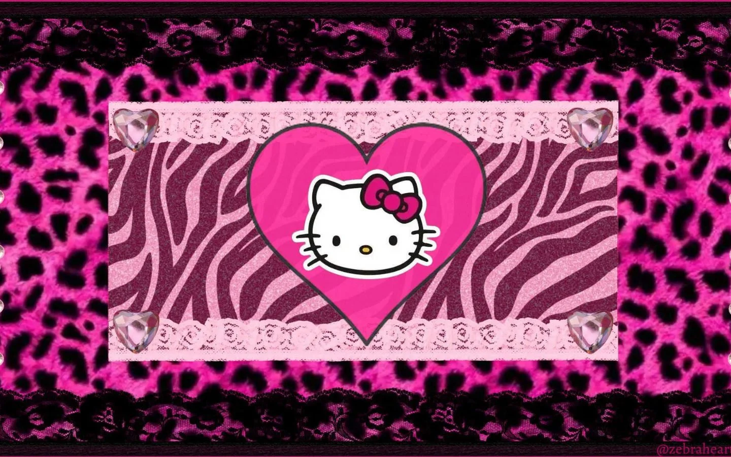 Hình nền Hello Kitty họa tiết da báo hồng