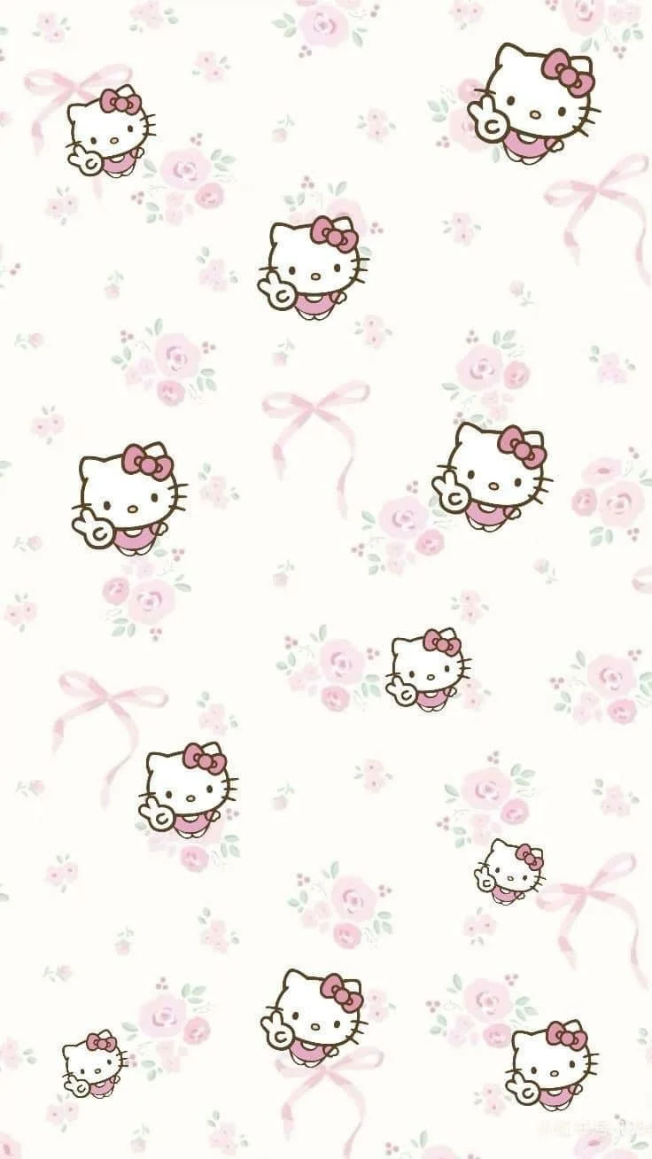 Hình nền Hello Kitty hồng phấn đơn giản (6)