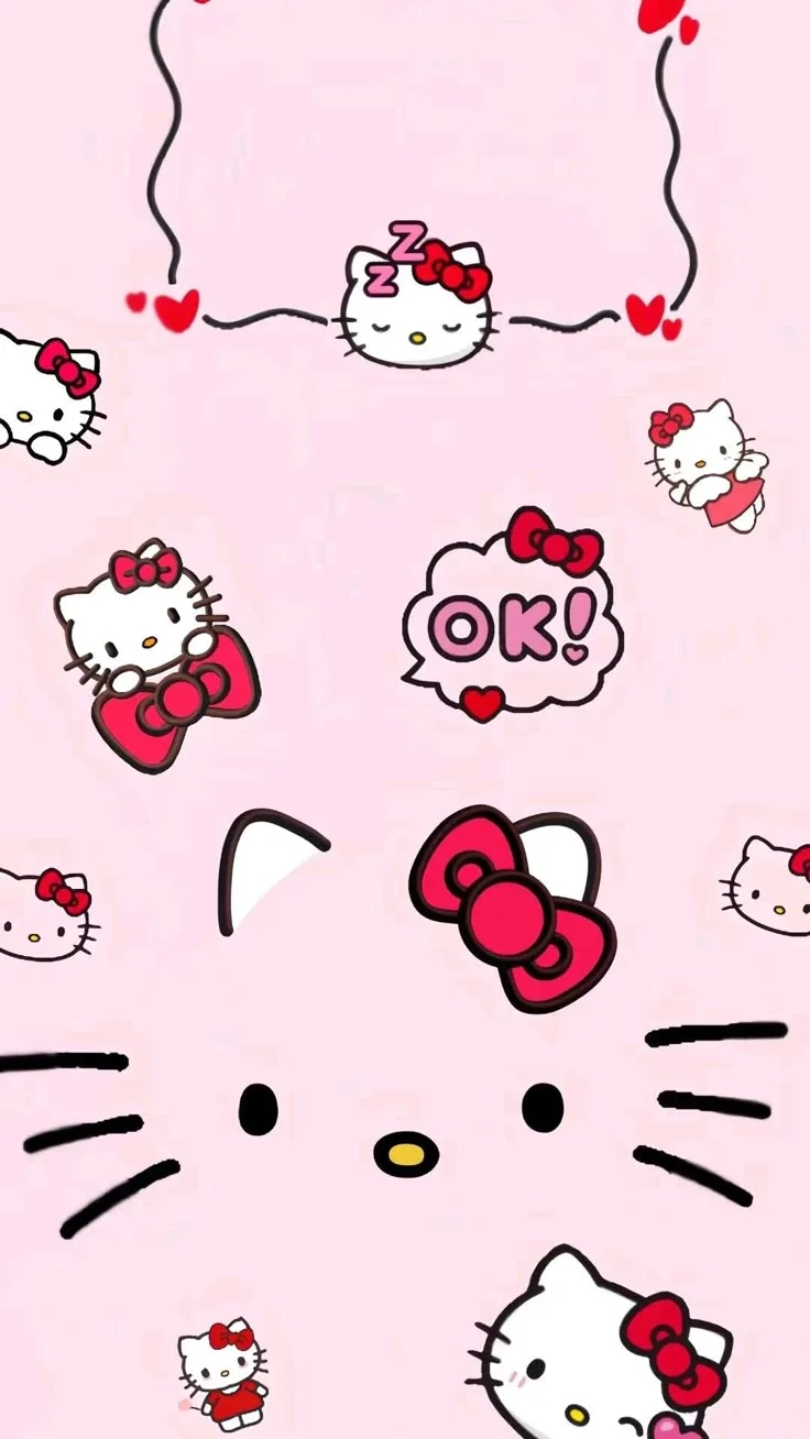 Hình nền Hello Kitty hồng phấn đơn giản (8)