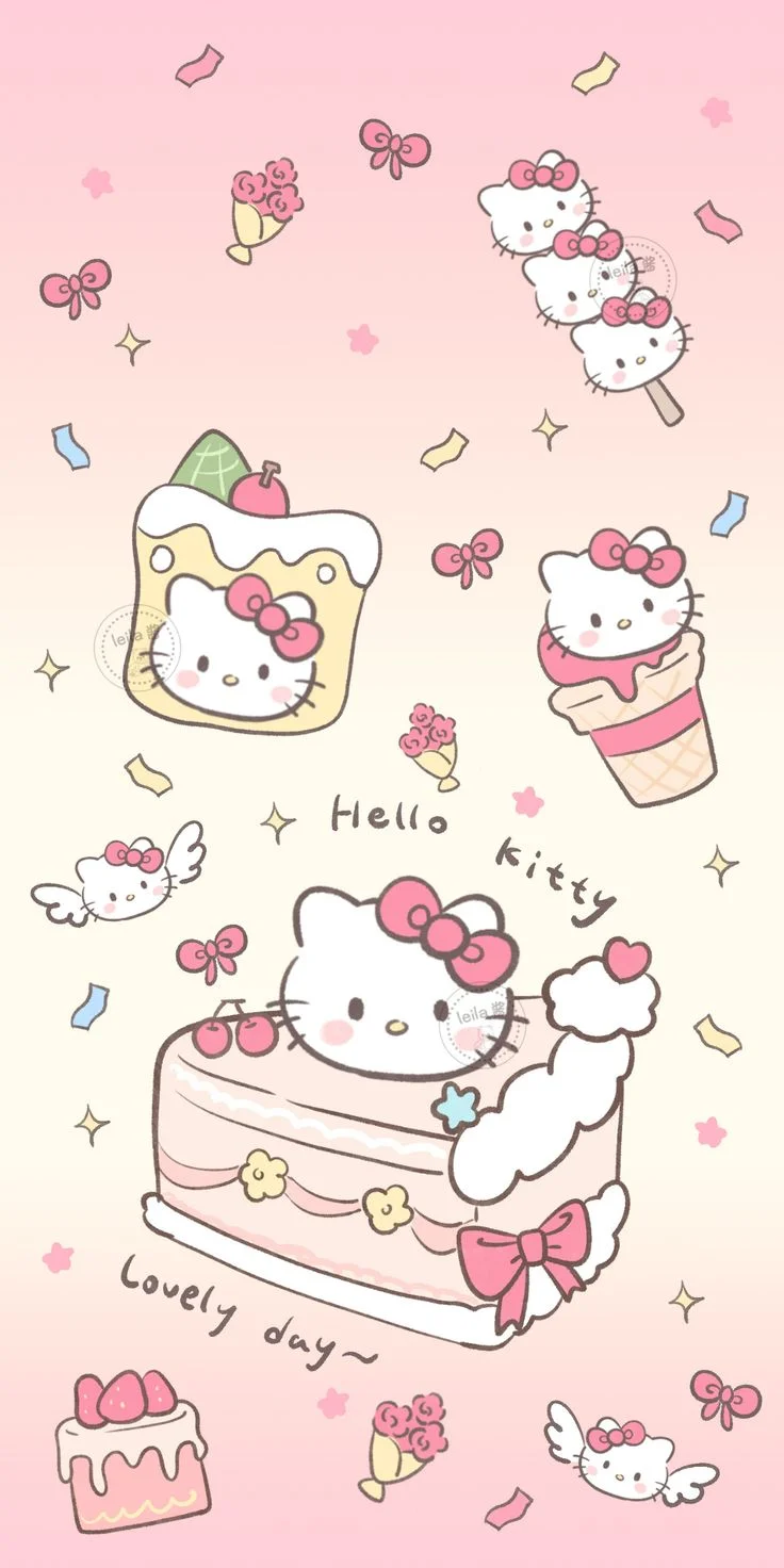 Hình nền Hello Kitty hồng phấn đơn giản