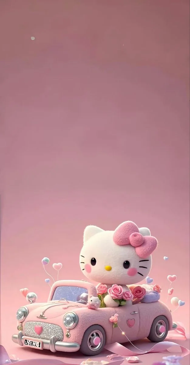 Hình nền Hello Kitty hồng pastel dễ thương (3)