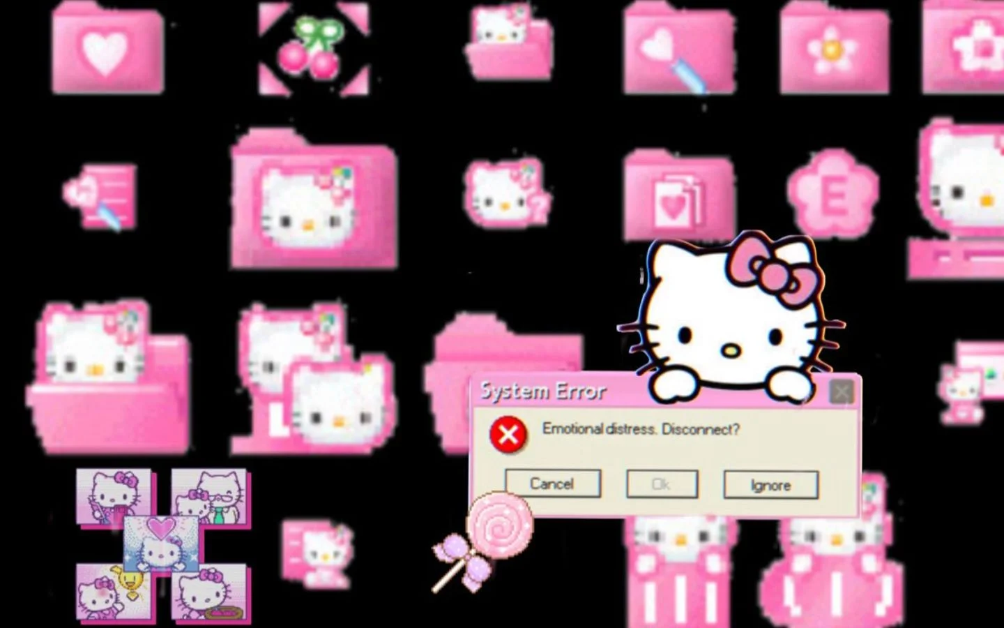 Hình nền Hello Kitty thông báo Error