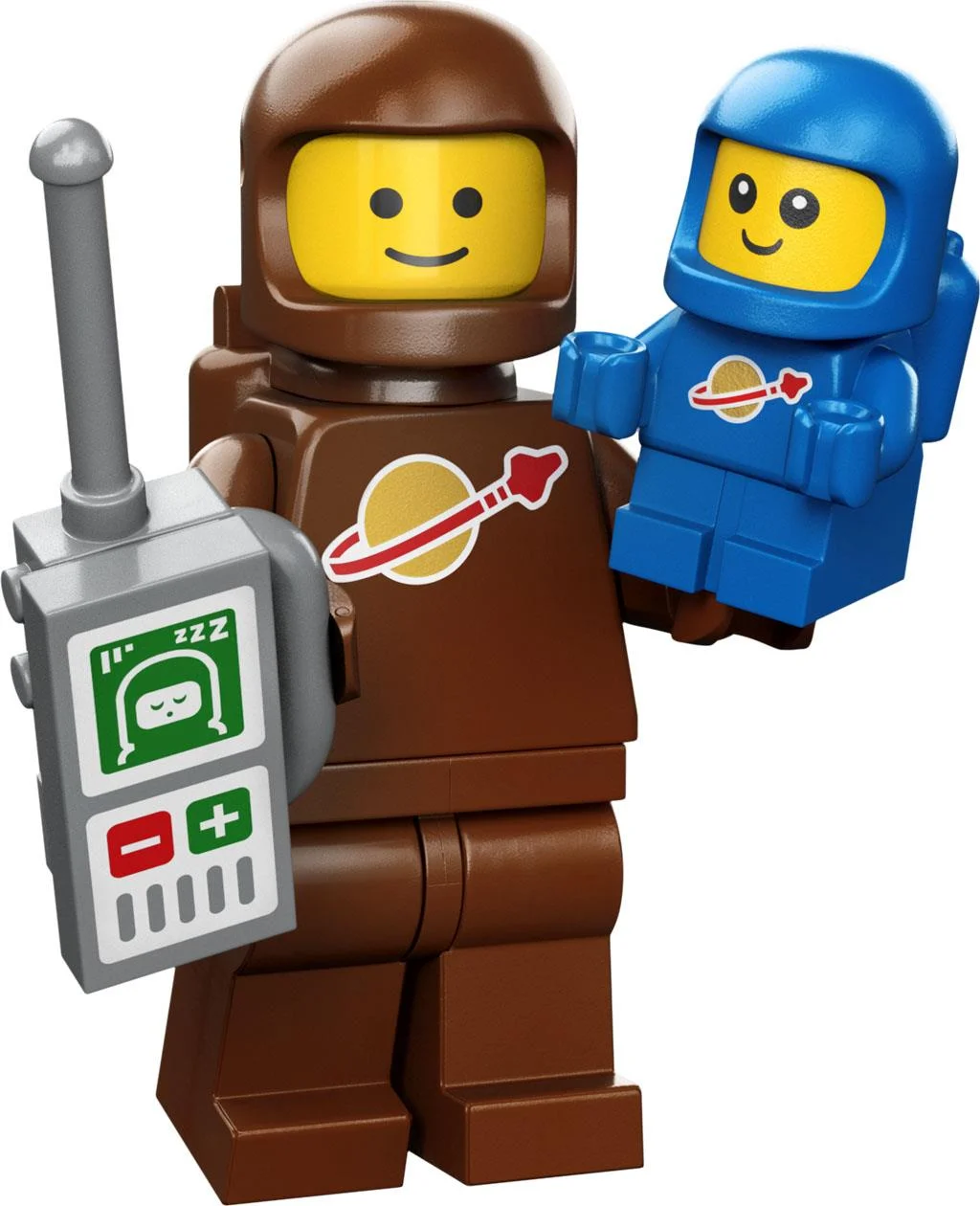 Ảnh nền máy tính hai nhân vật LEGO phi hành gia cùng thiết bị điều khiển