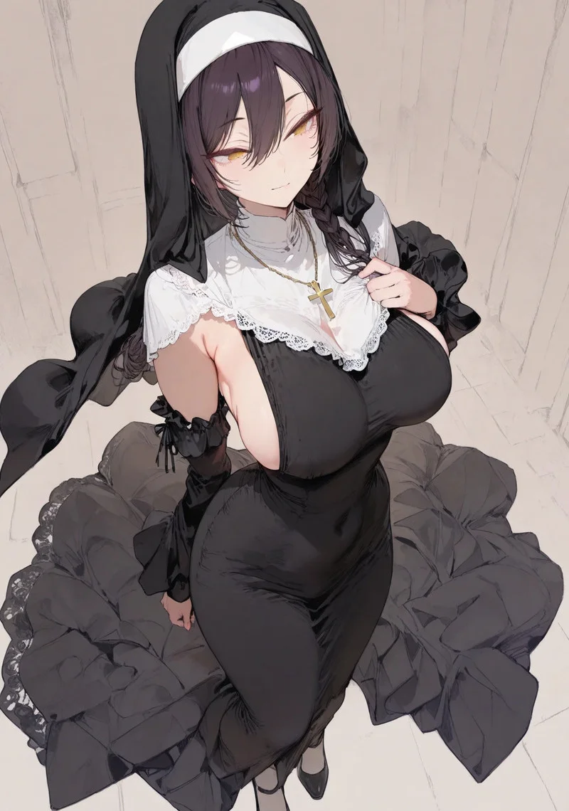 Tạo hình nữ tu gothic anime đầy bí ẩn và thu hút
