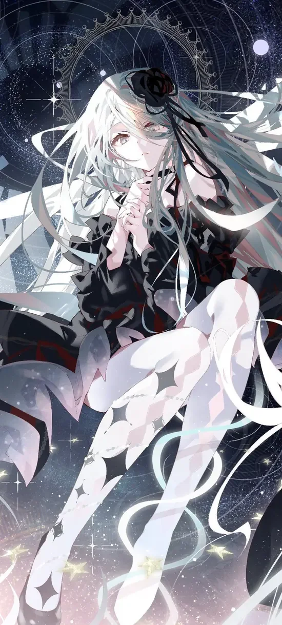 77 Ảnh Anime Nữ Tóc Trắng phong cách cổ tích với nền tuyết trắng và váy áo bồng bềnh (2)