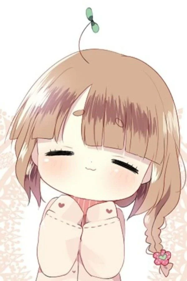 hình chibi cute bé gái nhắm mắt đáng yêu