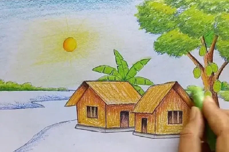 Vẽ tranh phong cảnh làng quê xưa - hình 3