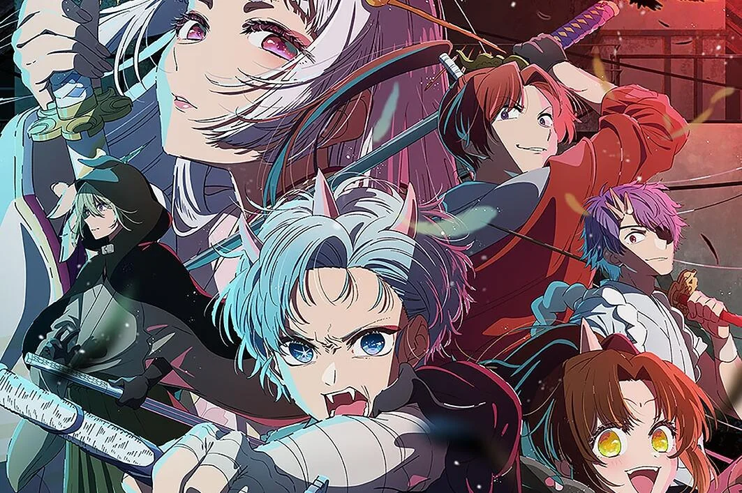 Anime đam mỹ - Hình ảnh nhóm nhân vật nam anime đẹp trai với mái tóc màu nổi bật, cầm kiếm trong bối cảnh chiến đấu đầy kịch tính