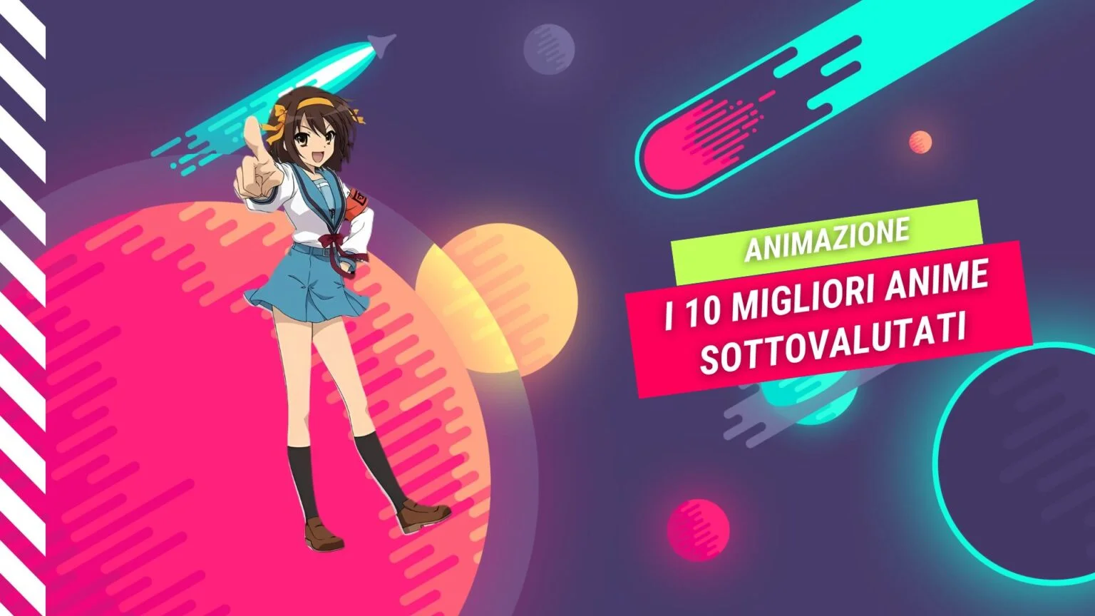 Hình ảnh anime đam mỹ với nhân vật nữ trẻ trung trong không gian vũ trụ đầy màu sắc, giới thiệu top 10 anime được yêu thích nhất