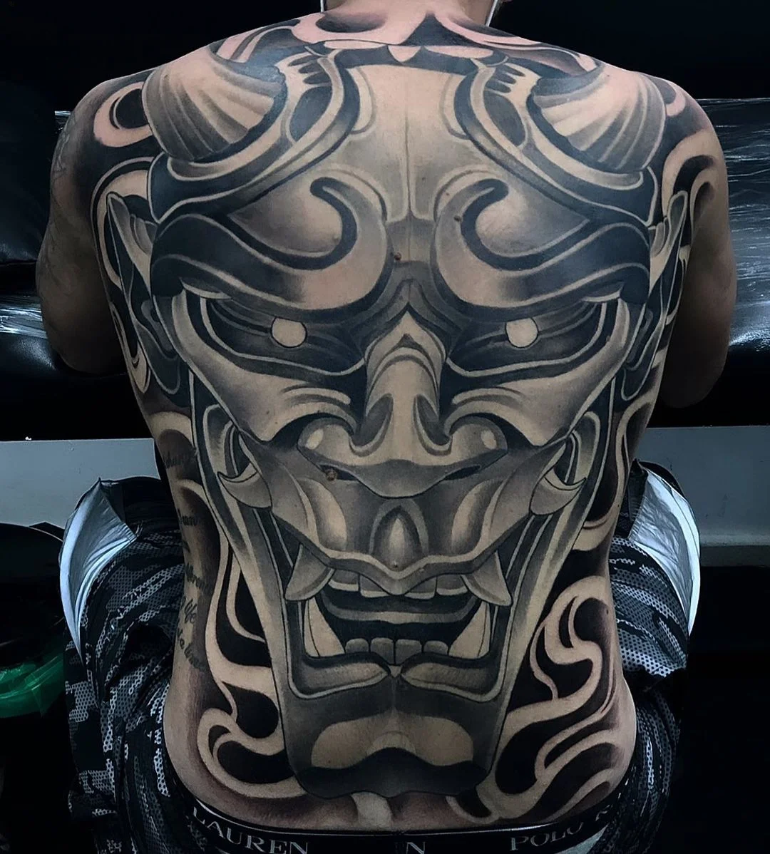 Tattoo Nhật kín lưng mặt quỷ cool ngầu