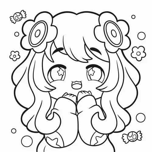 Hình tô màu anime chibi tóc pastel dễ thương