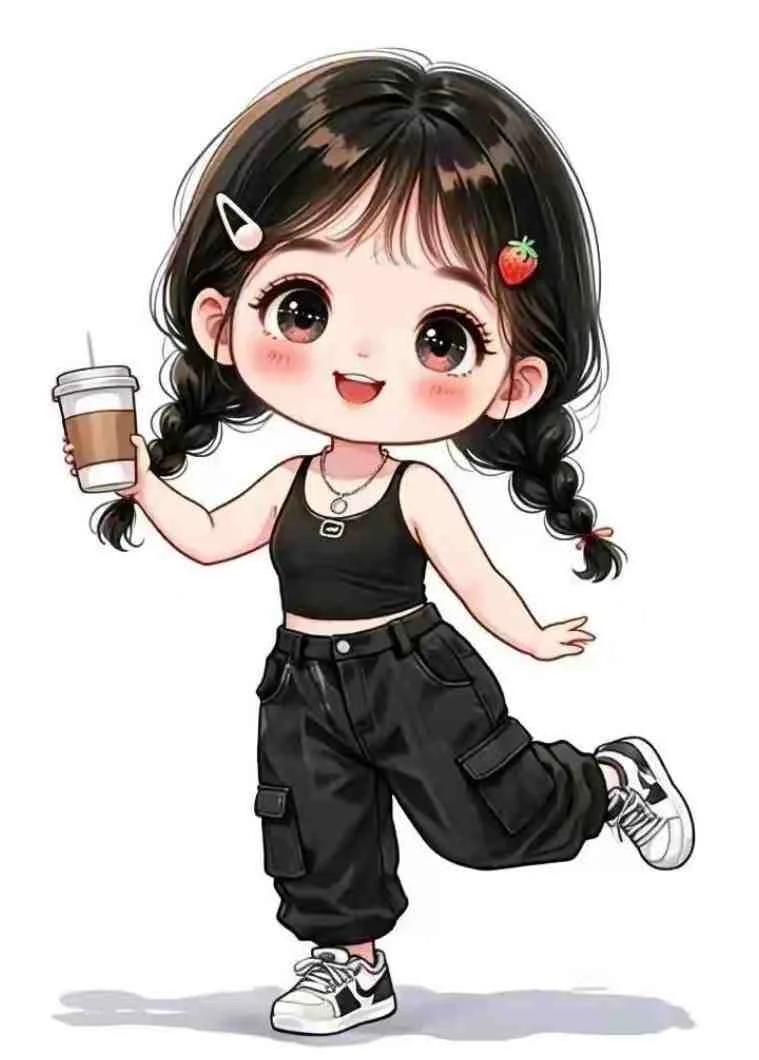 hình ảnh cute nữ chibi cầm cà phê