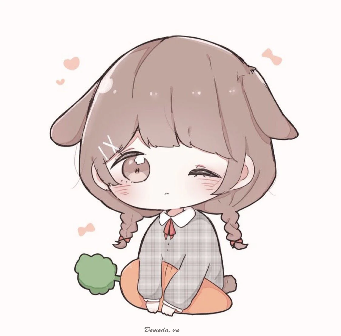 hình ảnh cute nữ phong cách chibi với đôi tai thỏ dễ thương