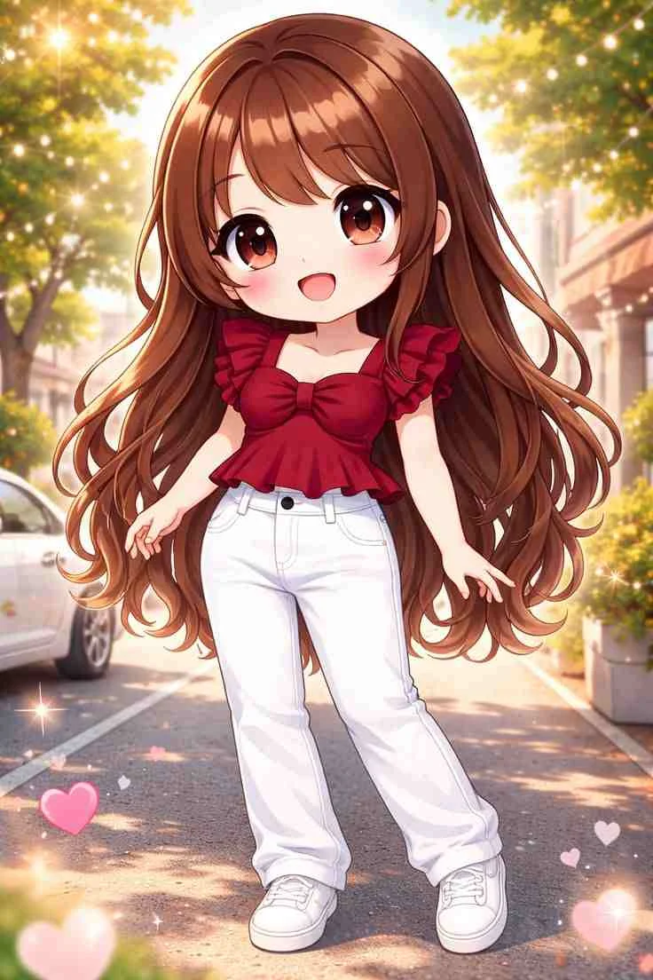 hình ảnh cute nữ phong cách chibi xinh xắn dạo phố
