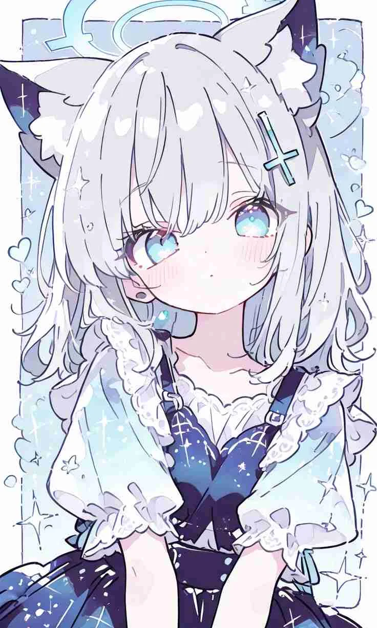 cô gái anime tai mèo dễ thương