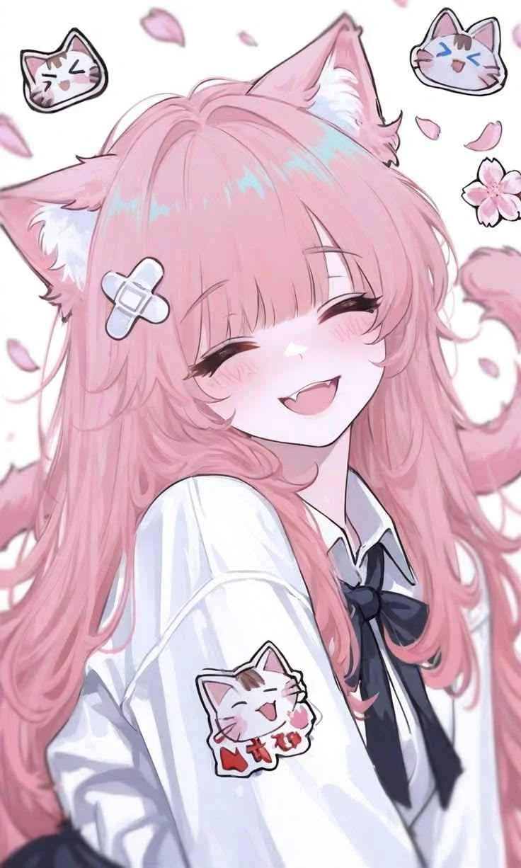 cô gái anime tóc hồng cute