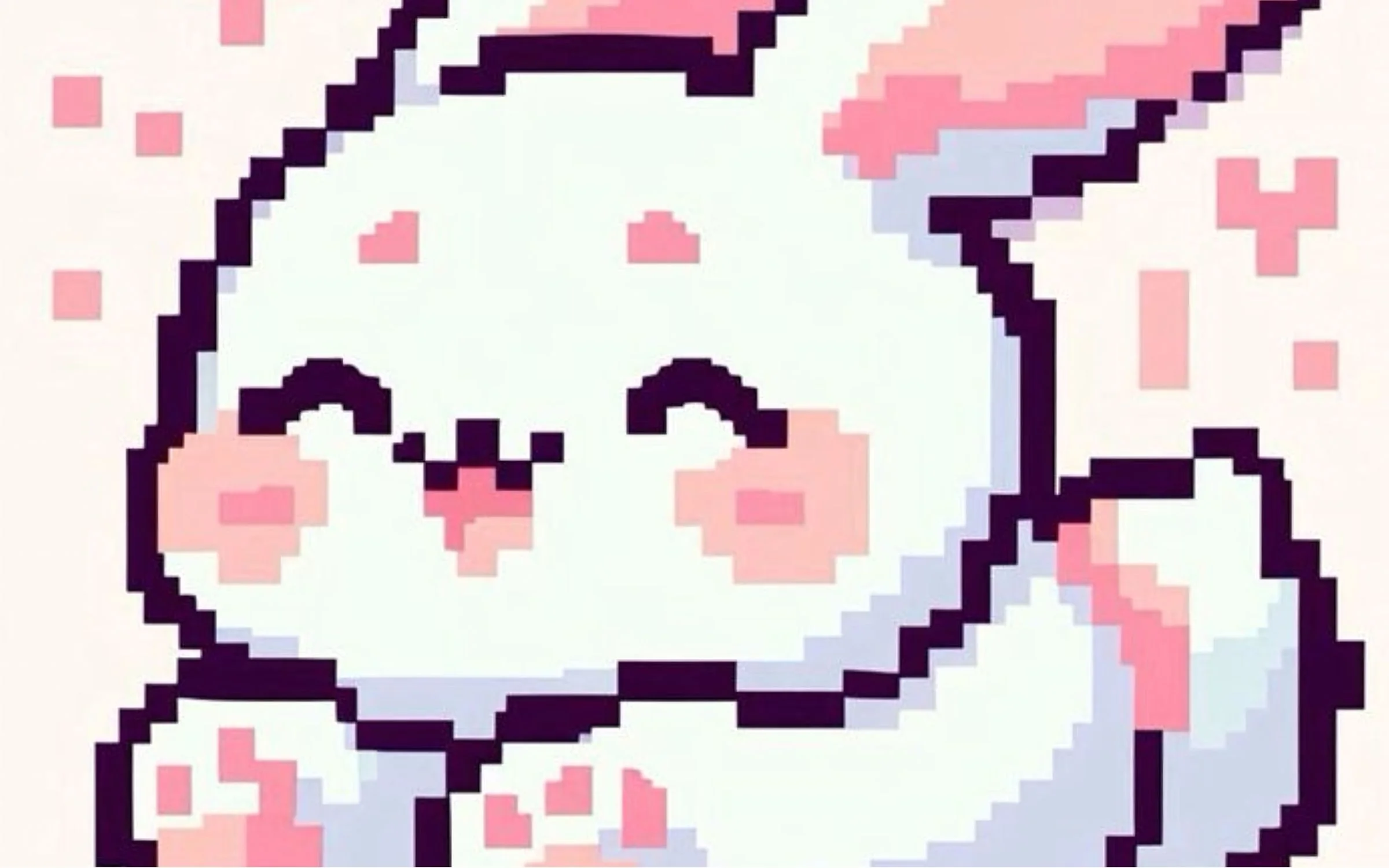 hình pixel cute mini chú thỏ màu trắng hồng đáng yêu