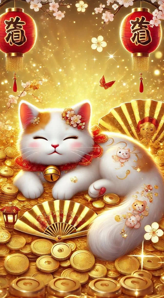 Hình nền mèo thần tài chibi 3