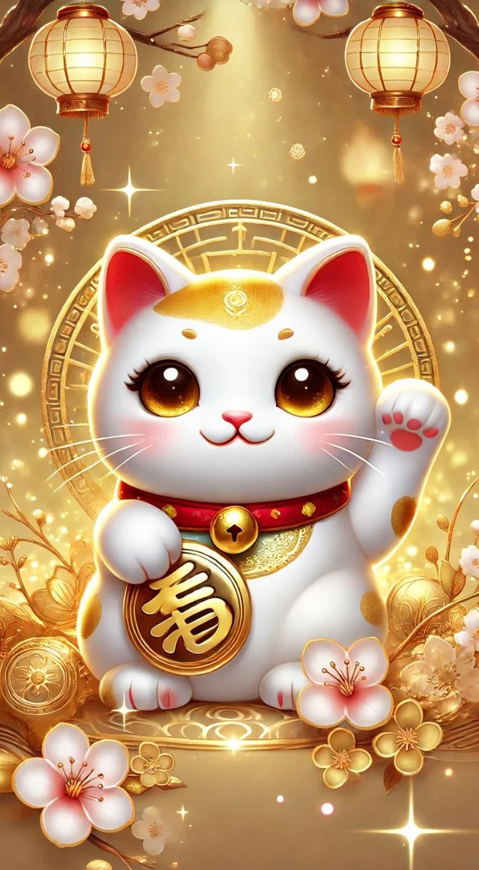 Hình nền mèo thần tài ôm vàng 2