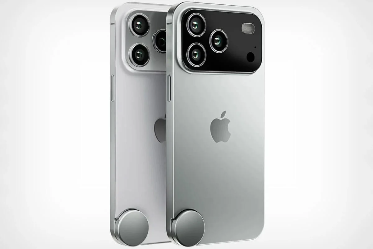iPhone 18 màu bạc góc nhìn từ phía sau