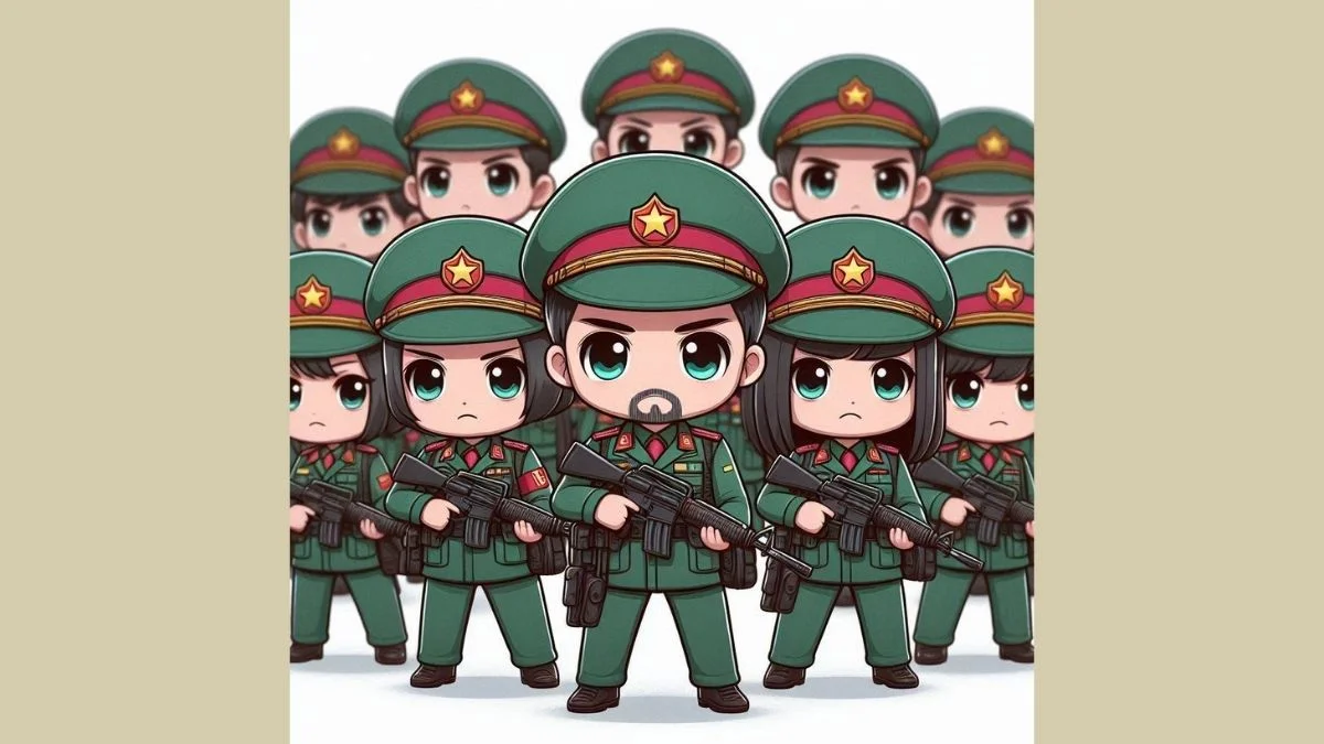 Hình vẽ chibi bộ đội Việt Nam dũng cảm
