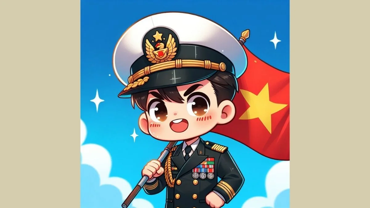 Tranh vẽ chibi bộ đội Việt Nam mạnh mẽ