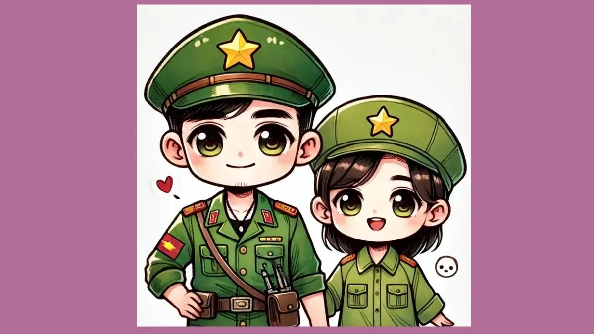 Hình vẽ chibi bộ đội Việt Nam cùng hậu phương