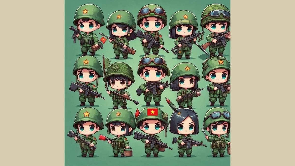 Hình vẽ chibi bộ đội Việt Nam đánh giặc